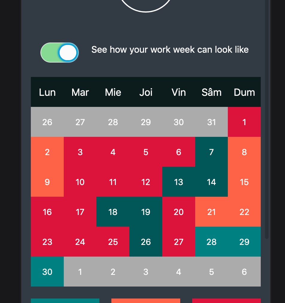 color-coded version of the calendar